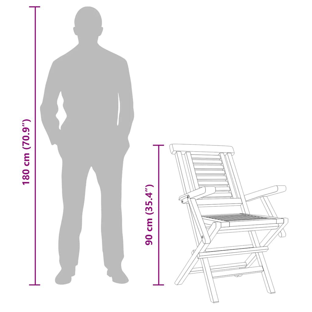 vidaXL Folding Garden Chairs 2 pcs 56x63x90 cm Solid Wood Teak