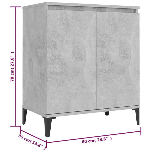 vidaXL Sideboard Concrete Grey 60x35x70 cm Engineered Wood
