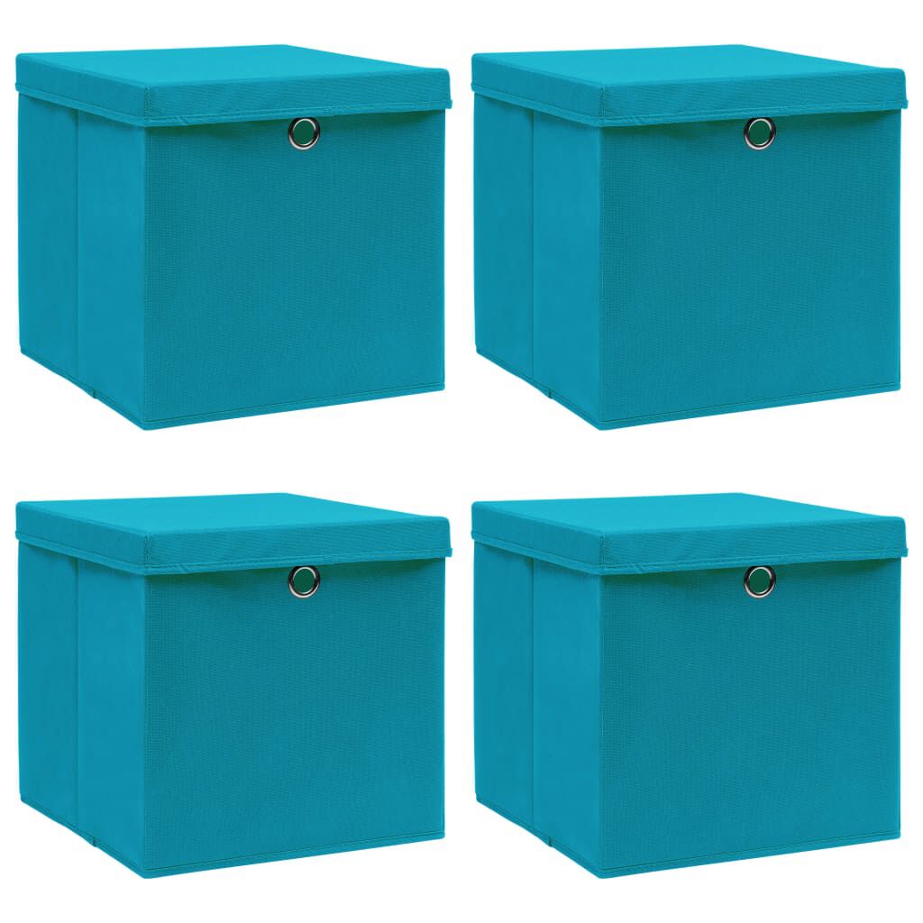 vidaXL Storage Boxes with Lids 4 pcs Baby Blue 32x32x32 cm Fabric