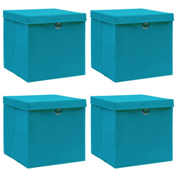 vidaXL Storage Boxes with Lids 4 pcs Baby Blue 32x32x32 cm Fabric
