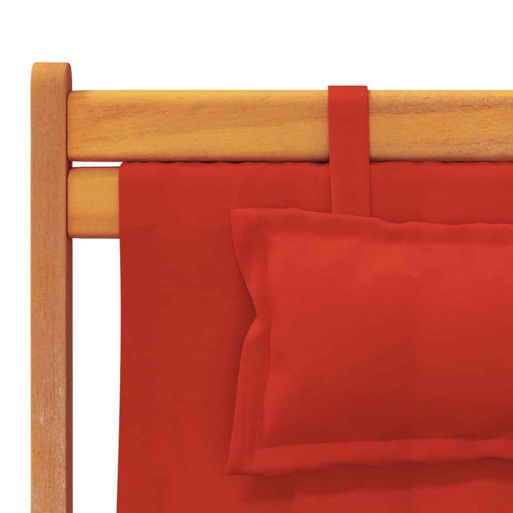 vidaXL Folding Beach Chairs 2 pcs Red Fabric