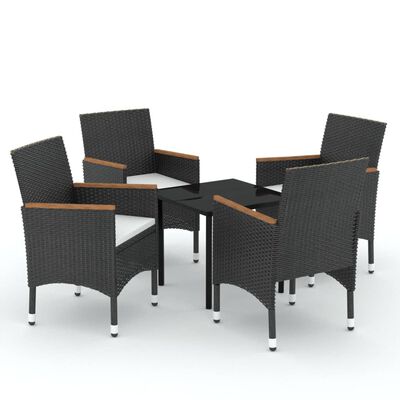 vidaXL 5 Piece Outdoor Dining Set with Cushions Black, black vidaXL 5 Piece Outdoor Dining Set with Cushions Black