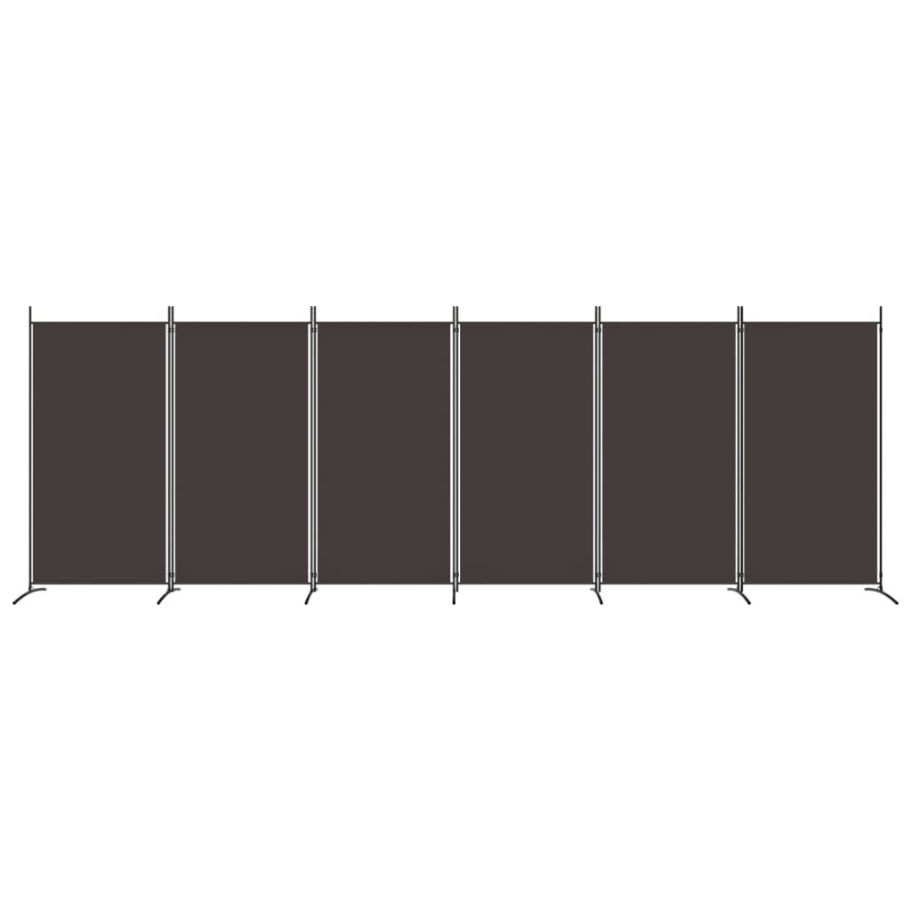 vidaXL 6-Panel Room Divider Brown 520x180 cm Fabric