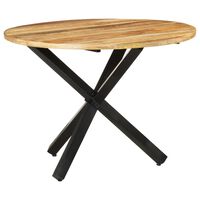 vidaXL Dining Table Round 100x100x75 cm Rough Mango Wood,  vidaXL Dining Table Round 100x100x75 cm Rough Mango Wood