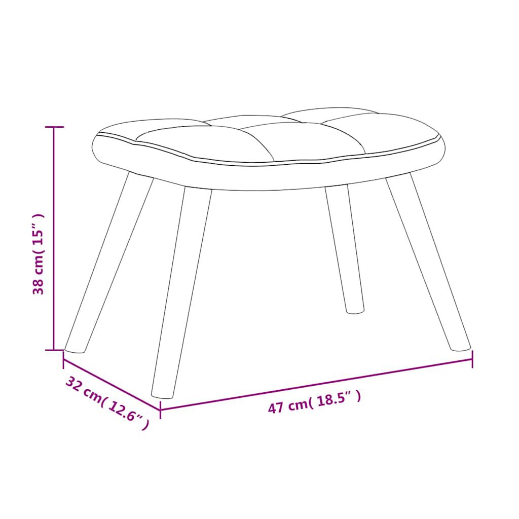 vidaXL Rocking Chair with a Stool Cream White Velvet