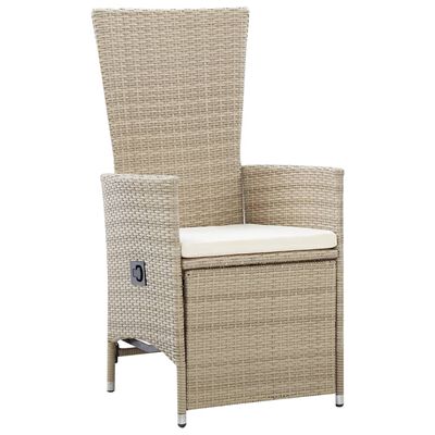 vidaXL 7 Piece Garden Dining Set Poly Rattan Beige
