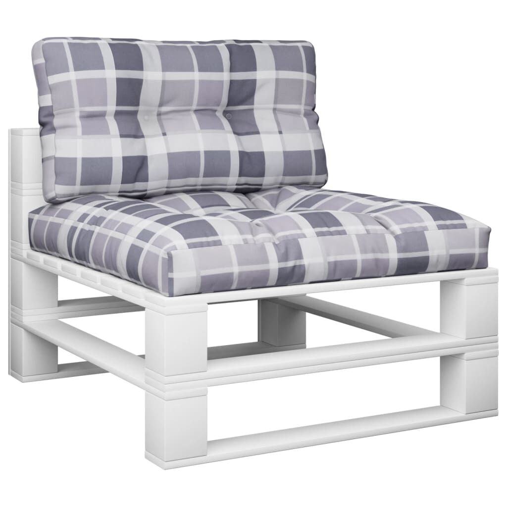 vidaXL Pallet Cushions 2 pcs Grey Check Pattern Fabric