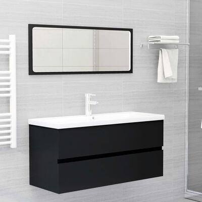 vidaXL Sink Cabinet Black 100x38.5x45 cm Engineered Wood, black vidaXL Sink Cabinet Black 100x38.5x45 cm Engineered Wood