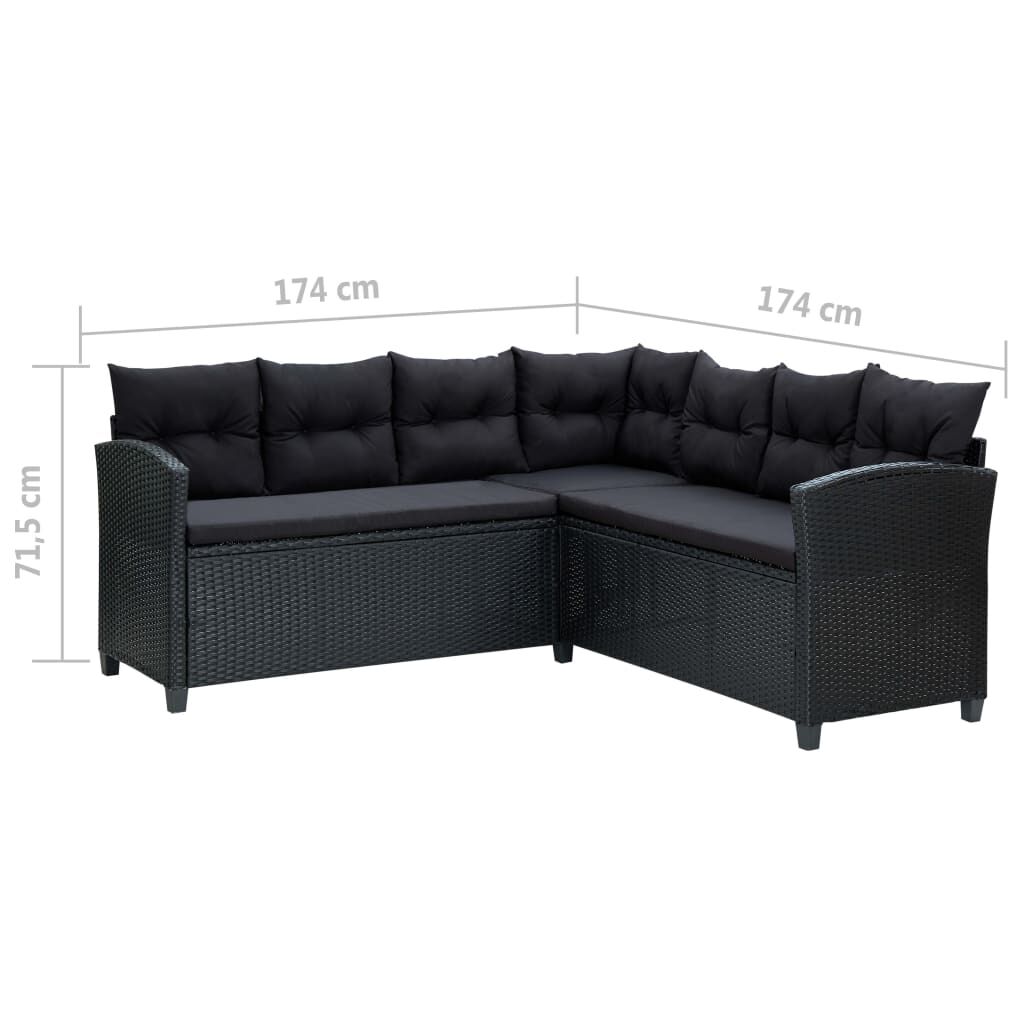 vidaXL 6 Piece Garden Lounge Set with Cushions Poly Rattan Black