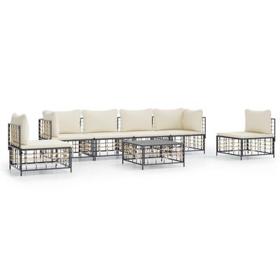 vidaXL 7 Piece Garden Lounge Set with Cushions Anthracite Poly Rattan,  vidaXL 7 Piece Garden Lounge Set with Cushions Anthracite Poly Rattan