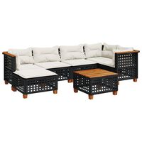 vidaXL 7 Piece Garden Sofa Set with Cushions Black Poly Rattan, black vidaXL 7 Piece Garden Sofa Set with Cushions Black Poly Rattan