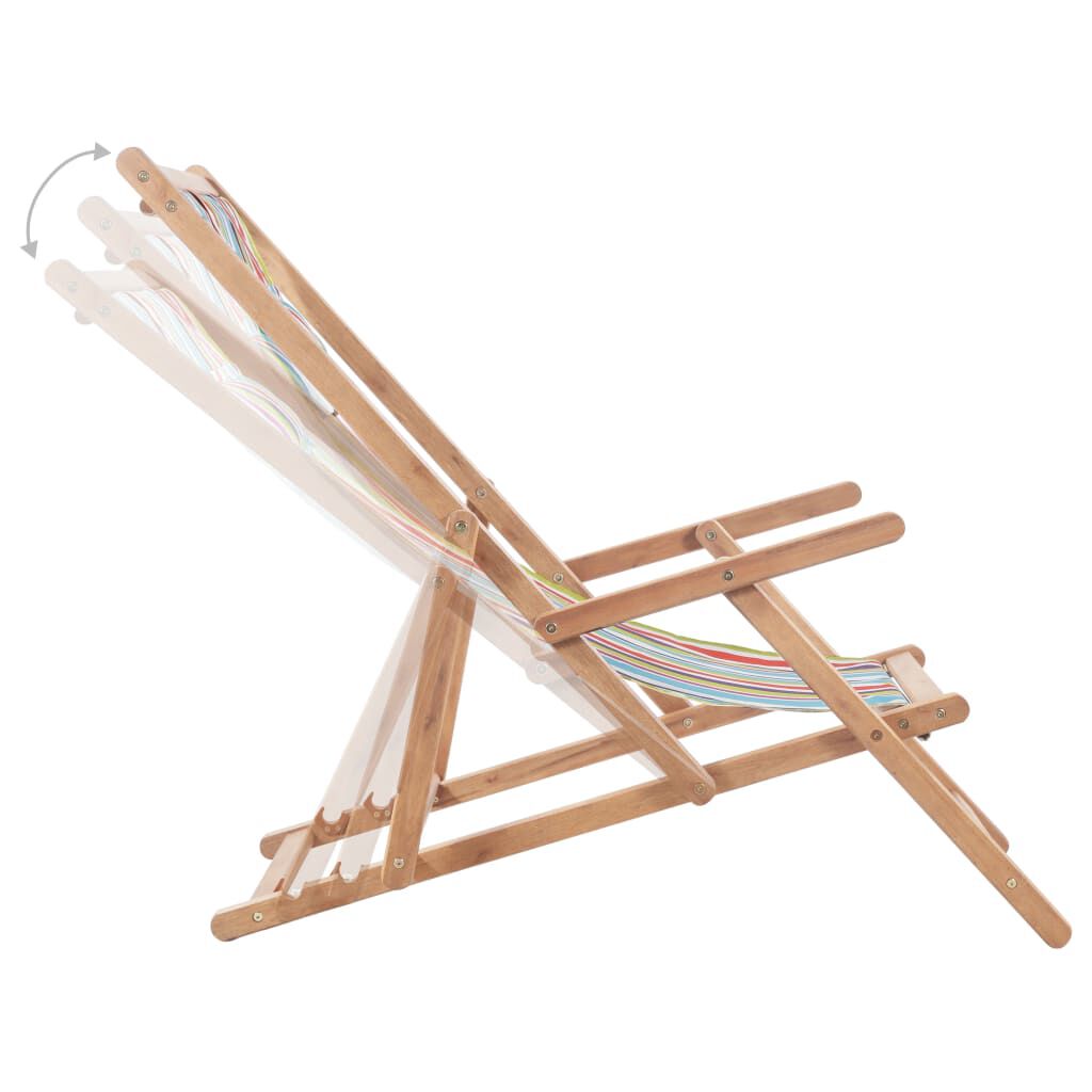 vidaXL Folding Beach Chair Fabric and Wooden Frame Multicolour