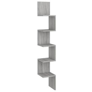 vidaXL Wall Corner Shelf Grey Sonoma 20x20x127,5 cm Engineered Wood