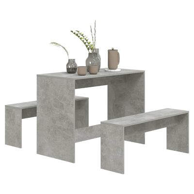 vidaXL 3 Piece Dining Set Concrete Grey Engineered Wood, concrete grey vidaXL 3 Piece Dining Set Concrete Grey Engineered Wood