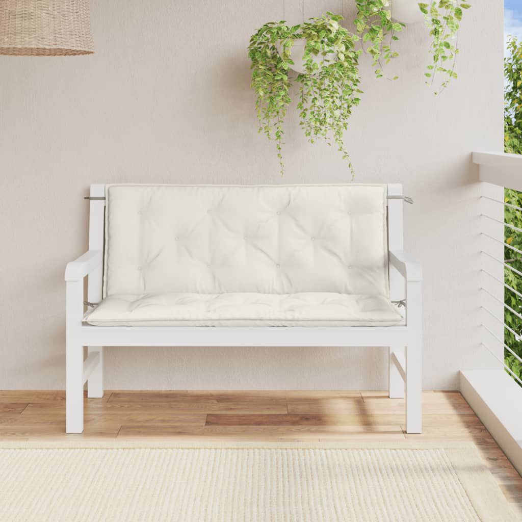 vidaXL Garden Bench Cushions 2 pcs Melange Cream 120x50x7 cm Fabric