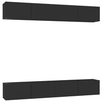 vidaXL TV Cabinets 4 pcs Black 100x30x30 cm Engineered Wood, black vidaXL TV Cabinets 4 pcs Black 100x30x30 cm Engineered Wood