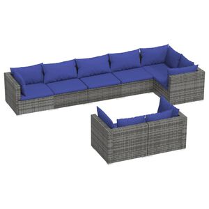 vidaXL 8 Piece Garden Lounge Set with Cushions Grey Poly Rattan