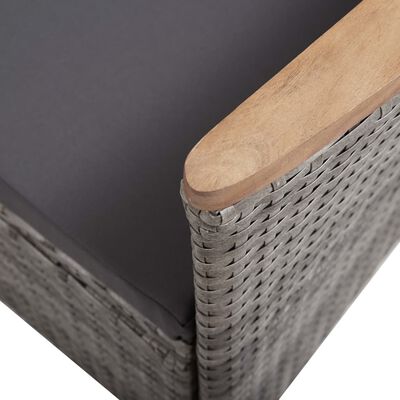 vidaXL 3 Piece Garden Lounge Set with Cushions Poly Rattan Grey,  vidaXL 3 Piece Garden Lounge Set with Cushions Poly Rattan Grey