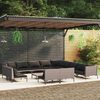 vidaXL 14 Piece Garden Lounge Set with Cushions Poly Rattan Dark Grey