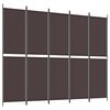 vidaXL 5-Panel Room Divider Brown 250x200 cm Fabric