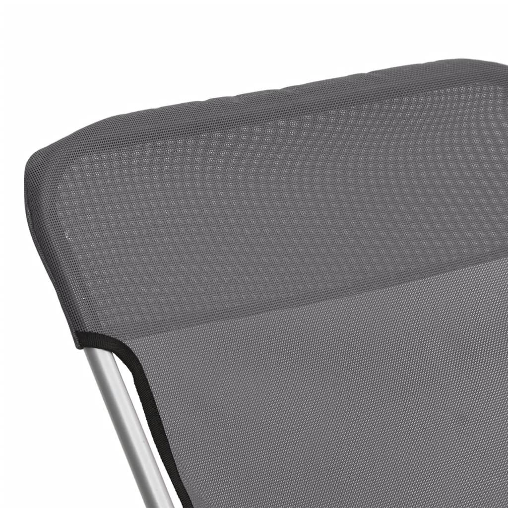 vidaXL Folding Beach Chairs 2 pcs Grey Textilene&Powder-coated Steel