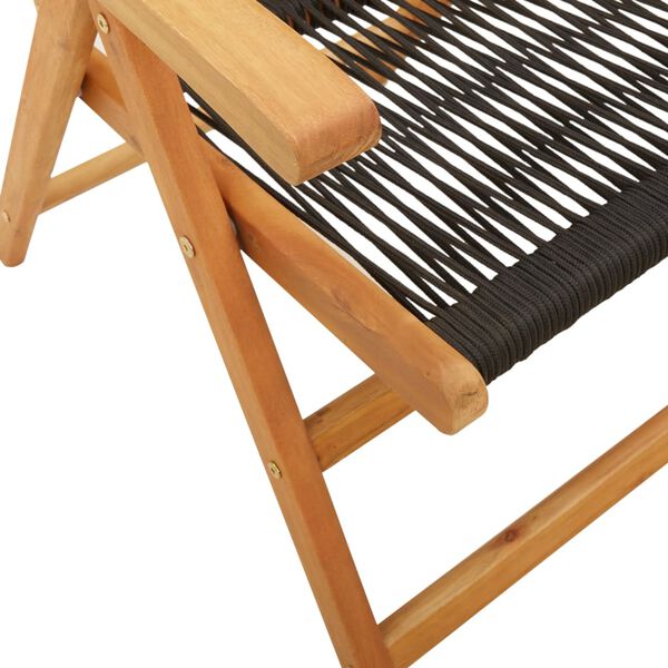 vidaXL Garden Chairs 2 pcs Black Solid Wood Acacia and Polypropylene