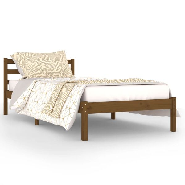 vidaXL Bed Frame without Mattress Solid Wood Pine 90x200cm Honey Brown
