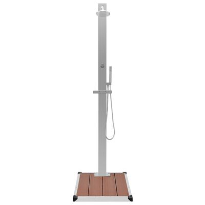 vidaXL Outdoor Shower with Tray WPC Stainless Steel, brown vidaXL Outdoor Shower with Tray WPC Stainless Steel