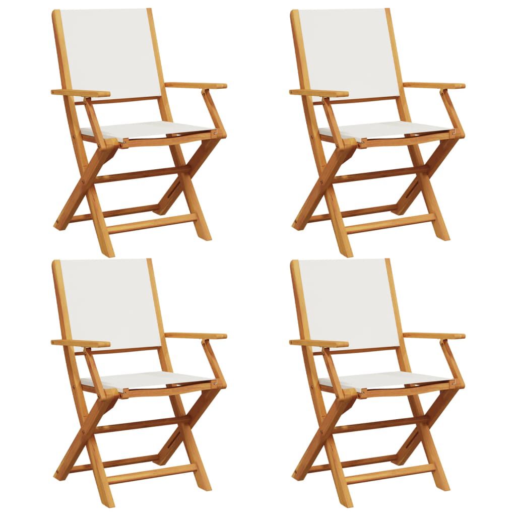 vidaXL Folding Garden Chairs 4 pcs Cream White Fabric and Solid Wood