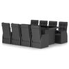 vidaXL 9 Piece Outdoor Dining Set with Cushions Poly Rattan Black