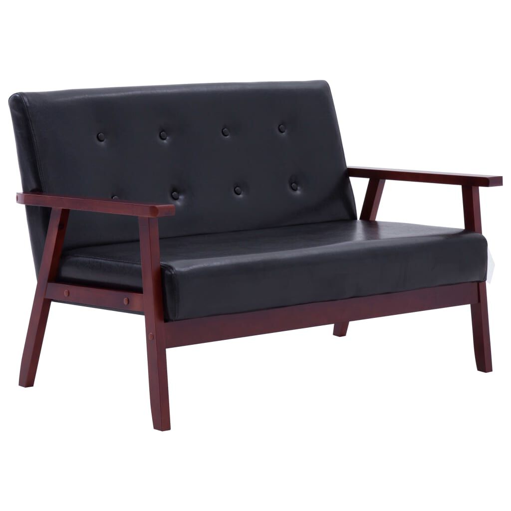 vidaXL Sofa Set 2 Piece Black Faux Leather