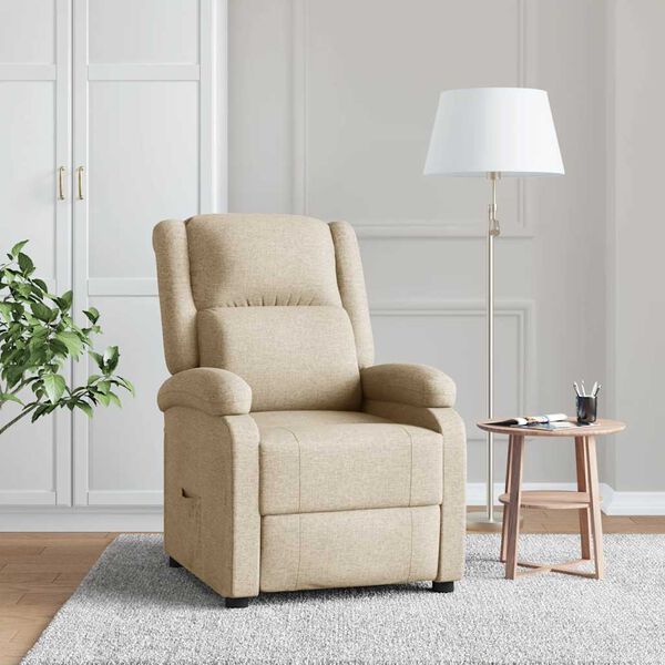 vidaXL Recliner Chair Cream Fabric