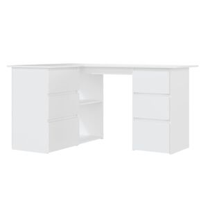 vidaXL Corner Desk White 145x100x76 cm Engineered Wood