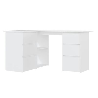 vidaXL Corner Desk White 145x100x76 cm Engineered Wood, white vidaXL Corner Desk White 145x100x76 cm Engineered Wood