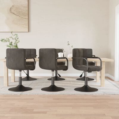 vidaXL Swivel Dining Chairs 6 pcs Dark Grey Velvet, dark grey vidaXL Swivel Dining Chairs 6 pcs Dark Grey Velvet