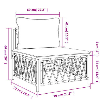 vidaXL Garden Middle Sofa with Cushions Anthracite Woven Fabric