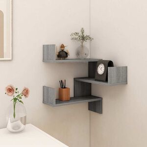 vidaXL Wall corner shelves Wall-Mounted Grey Sonoma 40 x 40 x 49.5 cm