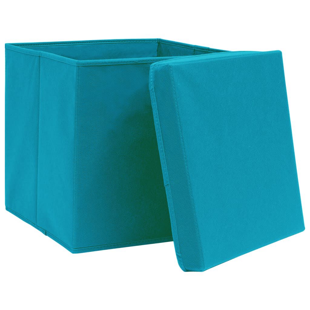 vidaXL Storage Boxes with Lids 4 pcs Baby Blue 32x32x32 cm Fabric