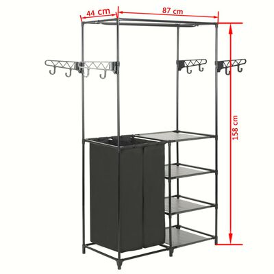 vidaXL Clothes Rack Steel and Non-woven Fabric 87x44x158 cm Black,  vidaXL Clothes Rack Steel and Non-woven Fabric 87x44x158 cm Black