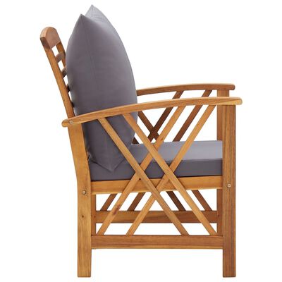 vidaXL 5 Piece Garden Lounge Set with Cushions Solid Acacia Wood, dark grey vidaXL 5 Piece Garden Lounge Set with Cushions Solid Acacia Wood