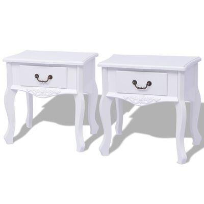 vidaXL Bedside Cabinets 2 pcs MDF White,  vidaXL Bedside Cabinets 2 pcs MDF White