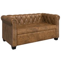 vidaXL Chesterfield Sofa 2-Seater Artificial Leather Brown
