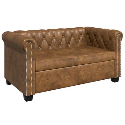 vidaXL Chesterfield Sofa 2-Seater Artificial Leather Brown,  vidaXL Chesterfield Sofa 2-Seater Artificial Leather Brown