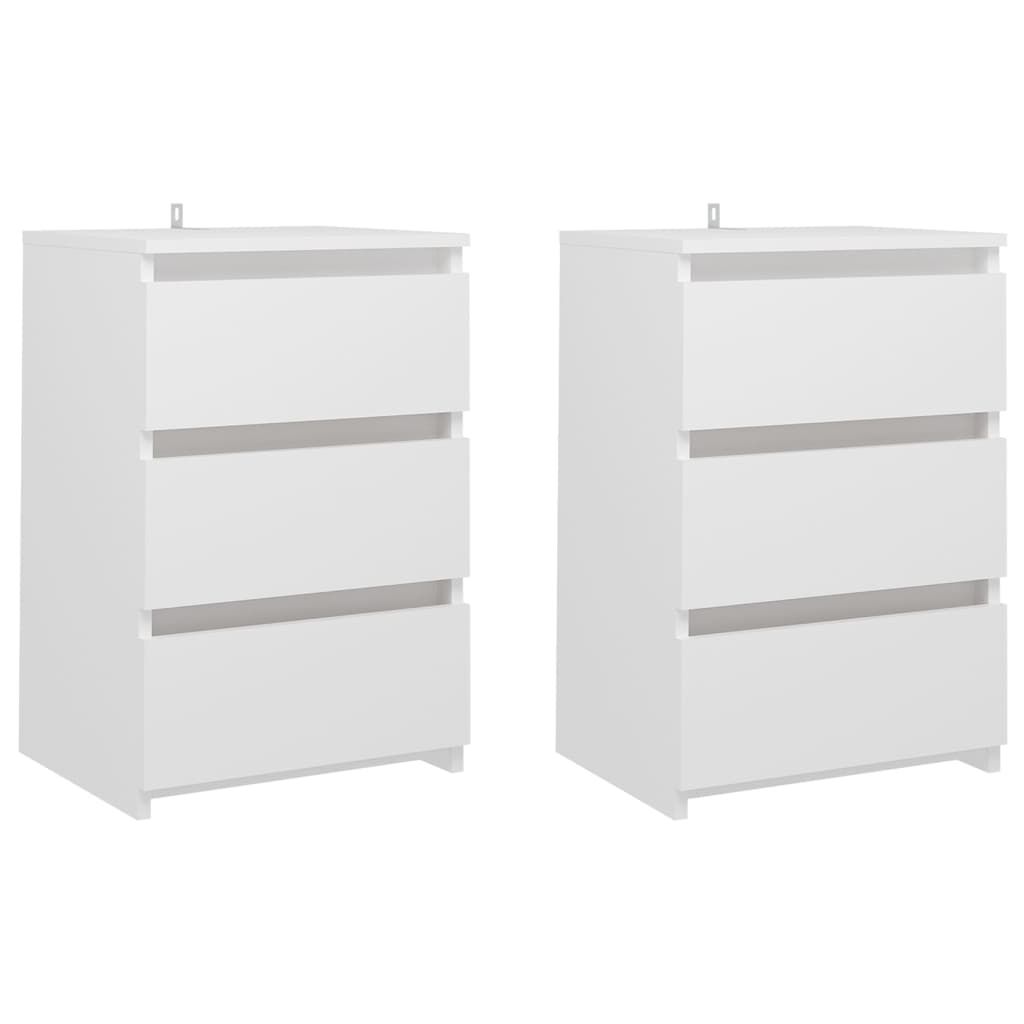 vidaXL Bed Cabinets 2 pcs White 40x35x62.5 cm Engineered Wood