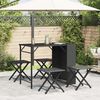 vidaXL 5 Piece Garden Dining Set Foldable Black Poly Rattan