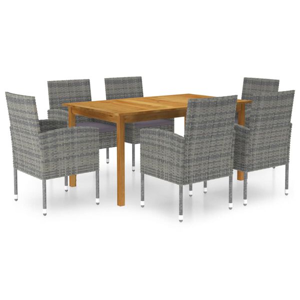 vidaXL 7 Piece Garden Dining Set Grey