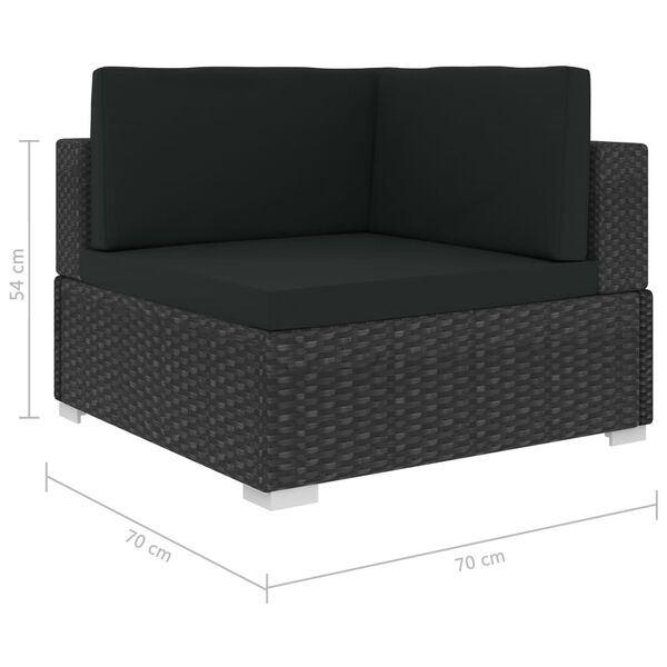 vidaXL 7 Piece Garden Lounge Set Black with Cushions Poly Rattan