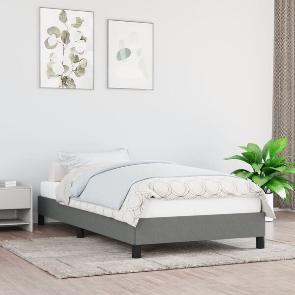 vidaXL Bed Frame without Mattress Dark Grey 92x187 cm Single Fabric