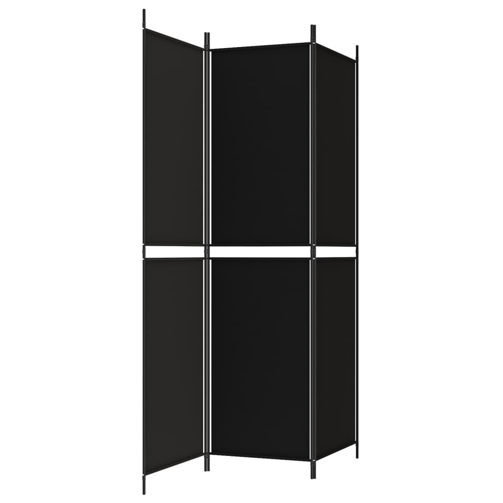 vidaXL 3-Panel Room Divider Black 150x200 cm Fabric