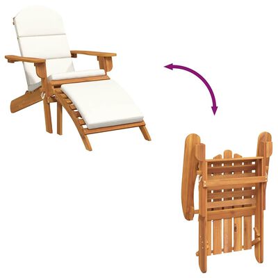 vidaXL Adirondack Garden Chair with Footrest Solid Wood Acacia, brown and cream vidaXL Adirondack Garden Chair with Footrest Solid Wood Acacia